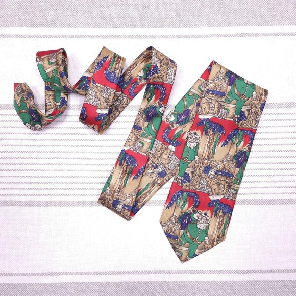 Robert Talbott Tie Christmas Holiday Party Santa Dogs Cats Silk Italy Novelty - Picture 3 of 7